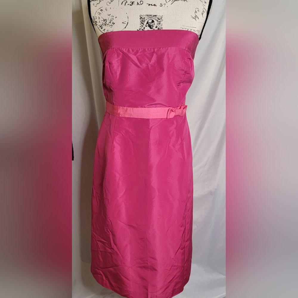 J Crew fuchia silk strapless dress size 14